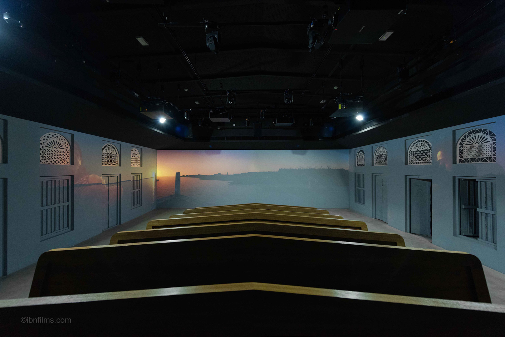 Modern auditorium interior in Dubai with contemporary architectural design, photographed by IBN Films