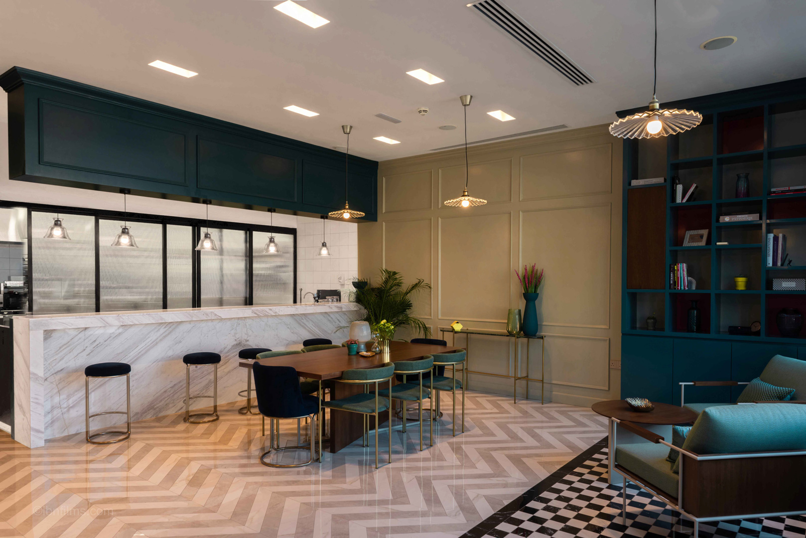 Modern dining area interior in a Dubai residence, architectural interior photography by IBN Films