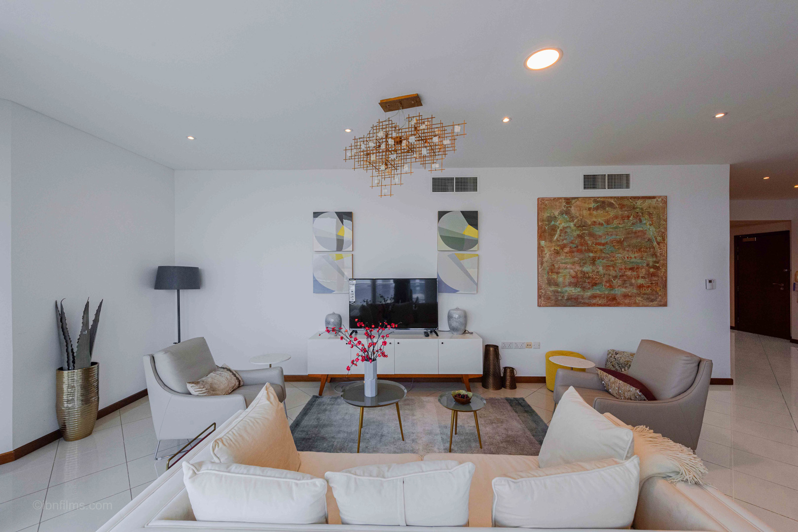 Modern drawing room interior in a Dubai residence, architectural interior photography by IBN Films