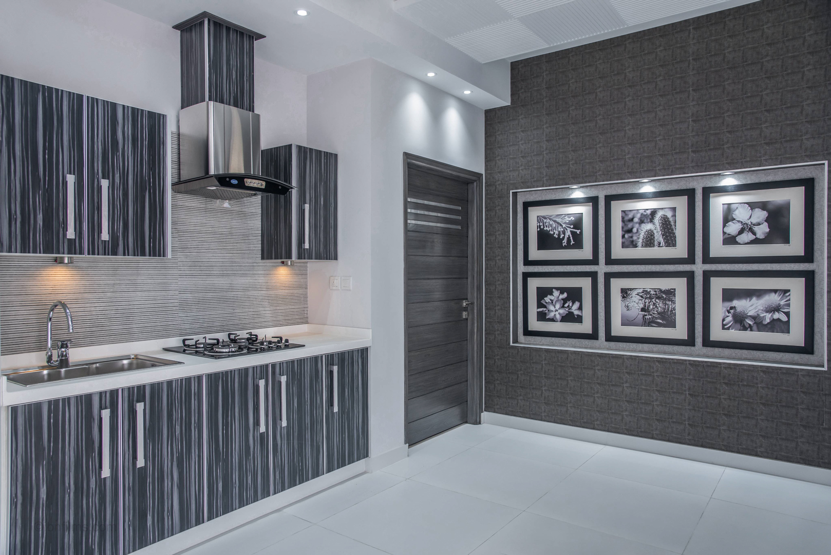 Modern kitchen interior in a contemporary Dubai residence, architectural interior photography by IBN Films