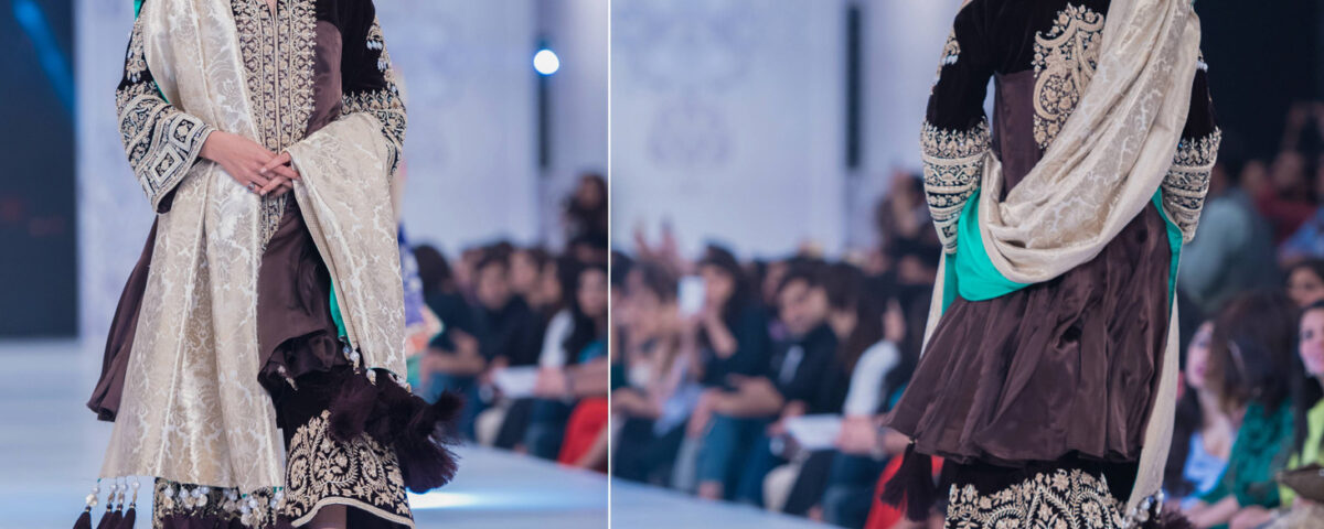 Avant-garde fashion show in Dubai UAE featuring Pakistani actress Rabia Butt presenting bold designer creations