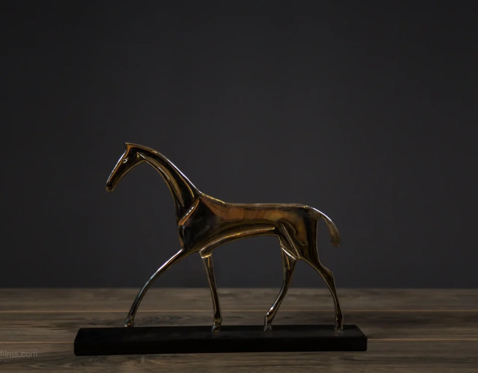 Bronze horse statue minimalist product photography by IBNFilms