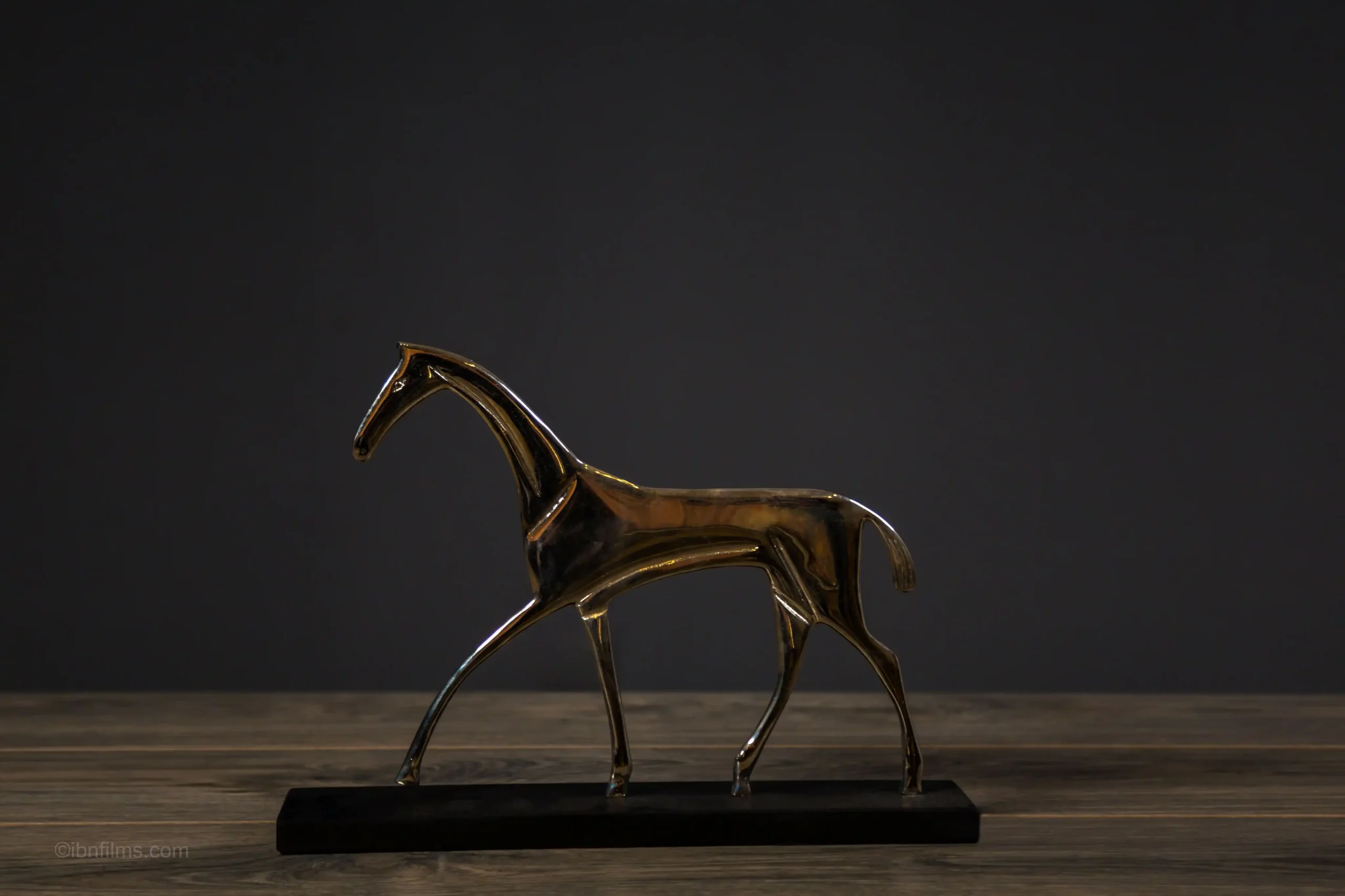 Bronze horse statue minimalist product photography by IBNFilms