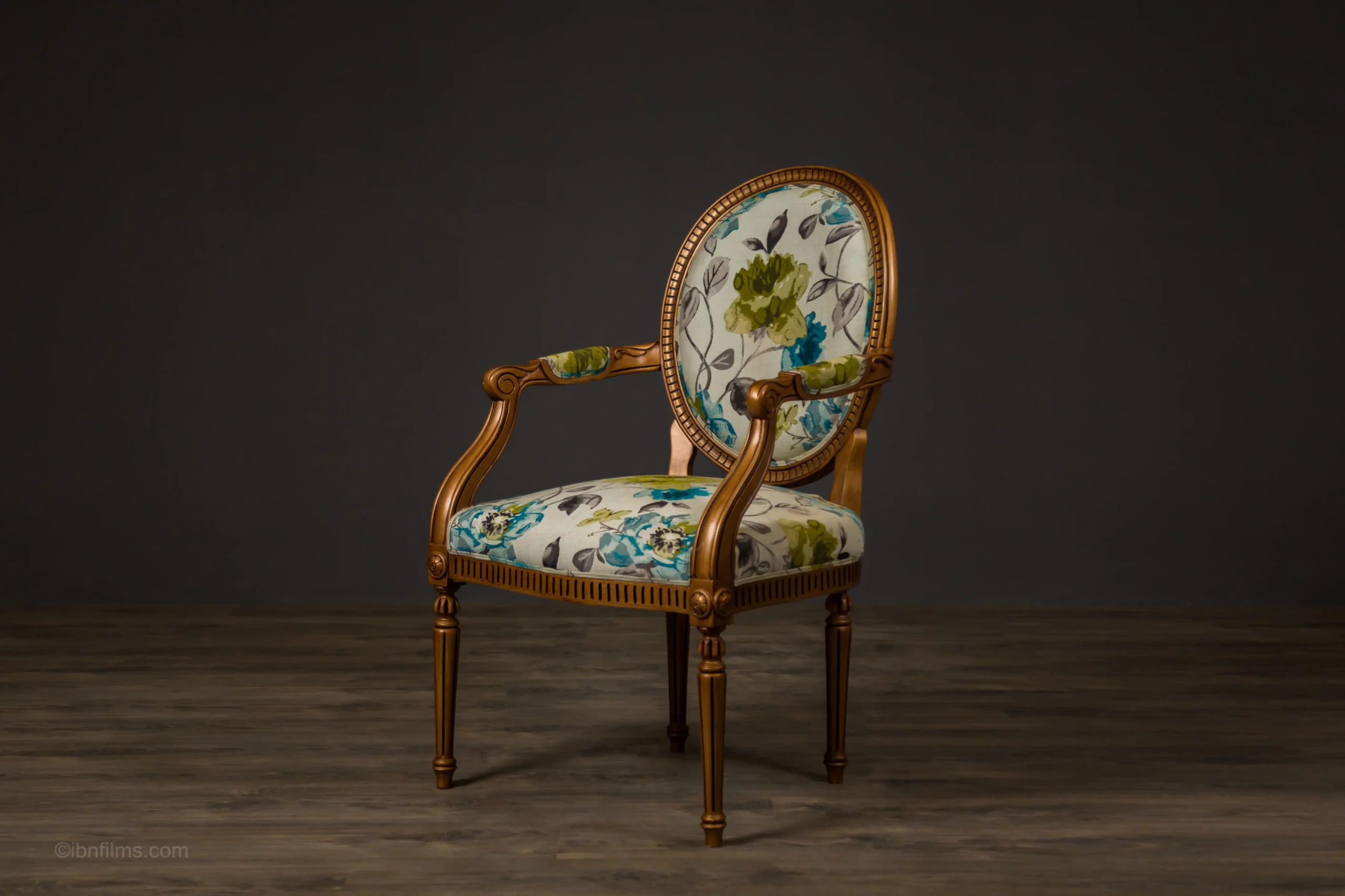 Classic floral armchair furniture professional photography by IBNFilms