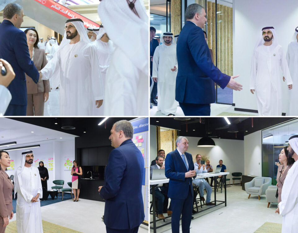 Corporate event photography capturing a leadership visit during a professional business event in Dubai.