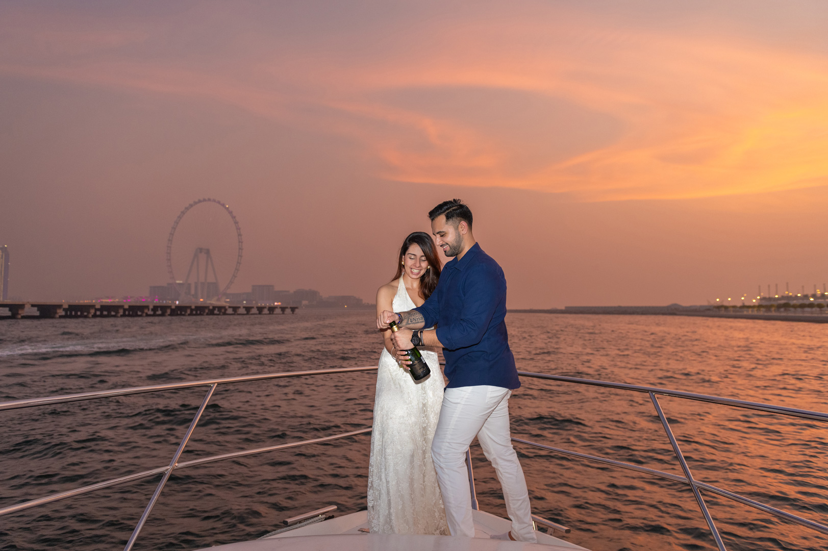 Couple sunset beach photoshoot in Dubai captured by Ibn Films