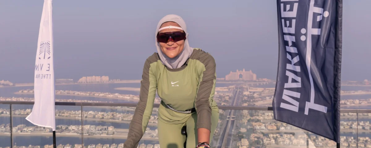 Cycling athlete portrait captured during a professional photoshoot in Dubai, UAE, photographed by IBN Films