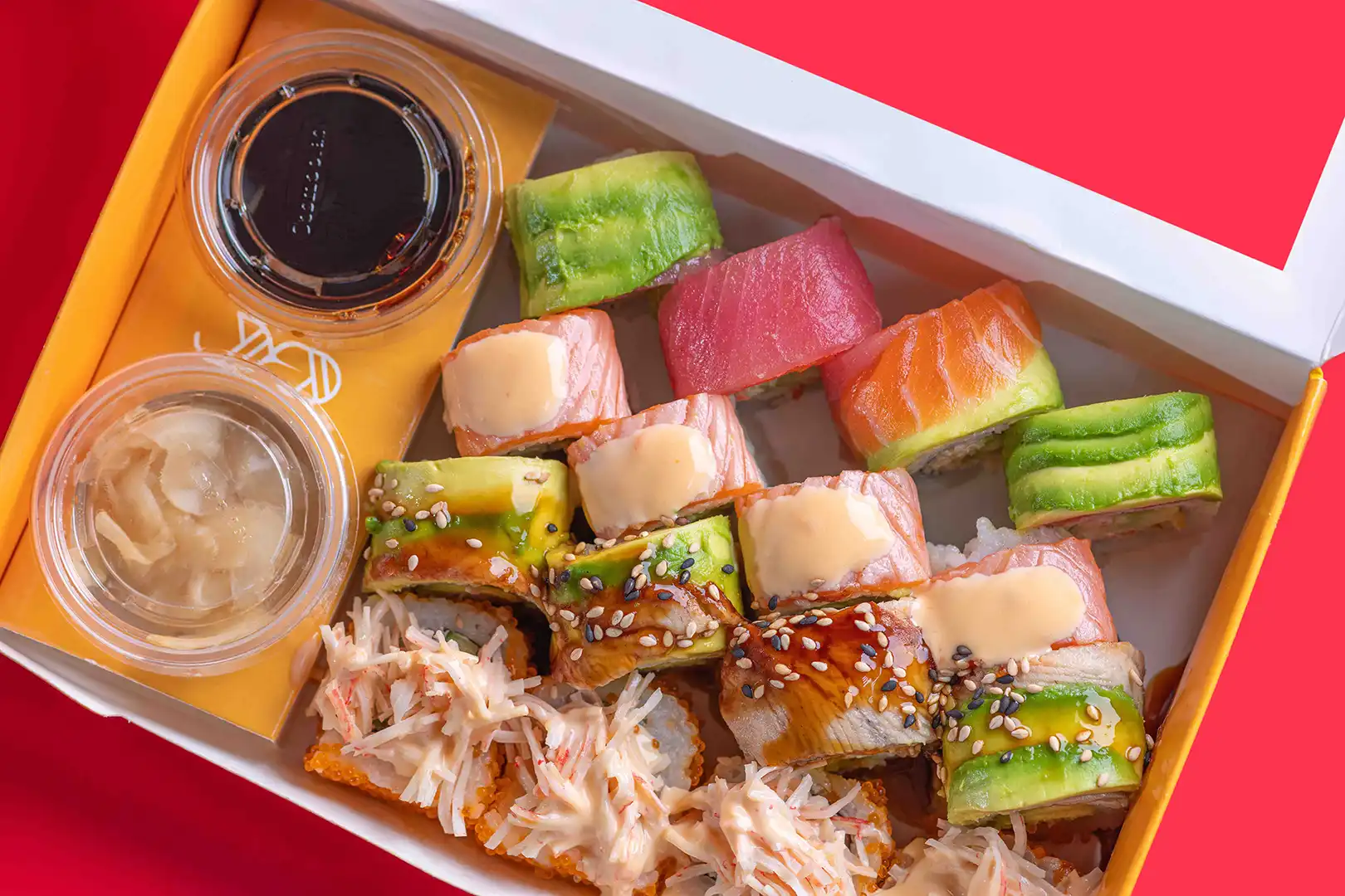 Japanese sushi box presentation styled for professional food photography in Dubai, captured by IBN Films.
