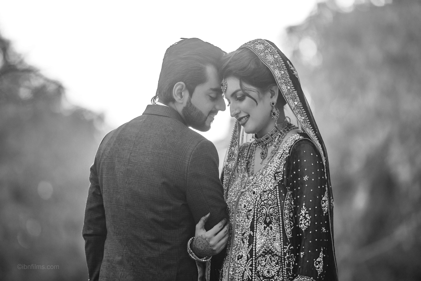 Wedding photography in Dubai capturing a timeless romantic moment, photographed by IBN Films.